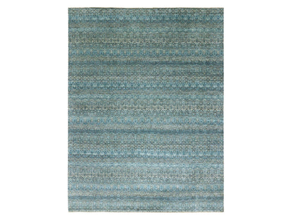 Modern / Contemporary hand-knotted wool rug in Blue, 9'1" x 12'0", SKU O079678