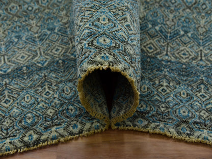Modern / Contemporary hand-knotted wool rug in Blue, 9'1" x 12'0", SKU O079678