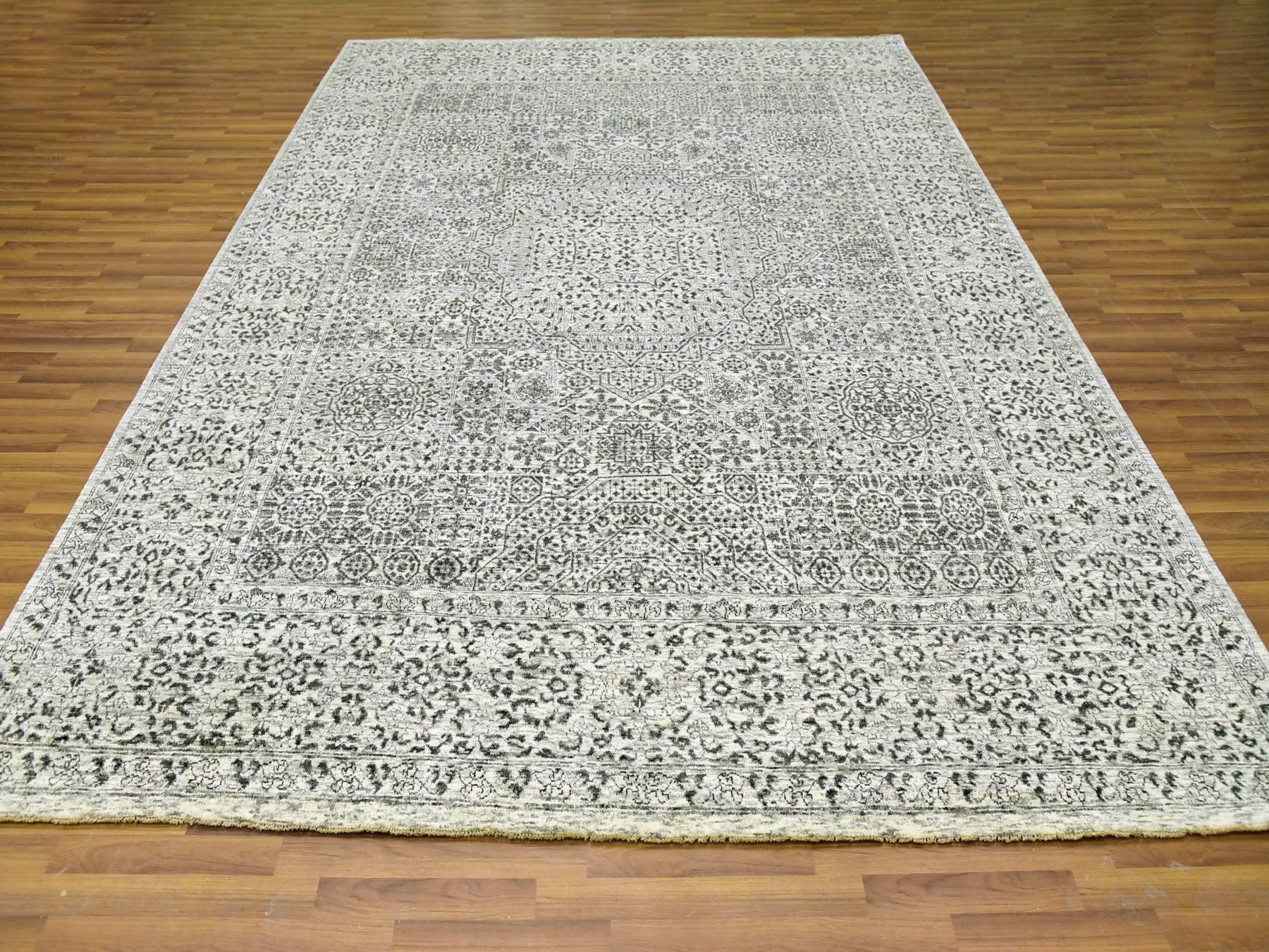 Mamluk Traditional hand-knotted wool rug in Ivory, 9'1" x 12'0", SKU O079679