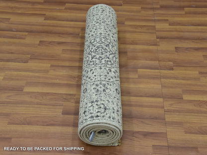 Ivory 2'8" x 10'0" Mamluk Hand knotted Wool Rug - Sku: O079681