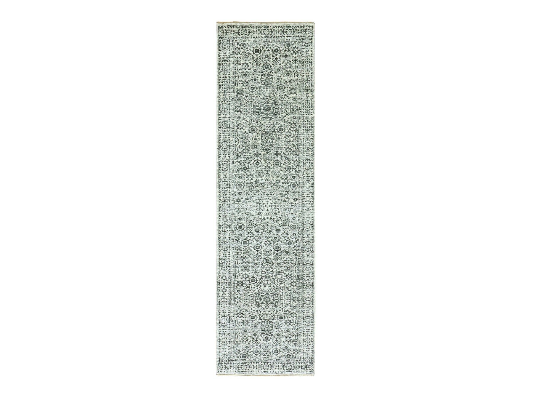 Ivory 2'8" x 10'0" Traditional Hand knotted Wool Rug - Sku: O079683