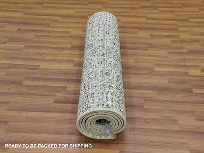 Ivory 2'8" x 10'0" Mamluk Hand knotted Wool Rug - Sku: O079683