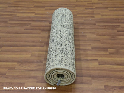 Ivory 2'8" x 10'0" Mamluk Hand knotted Wool Rug - Sku: O079684