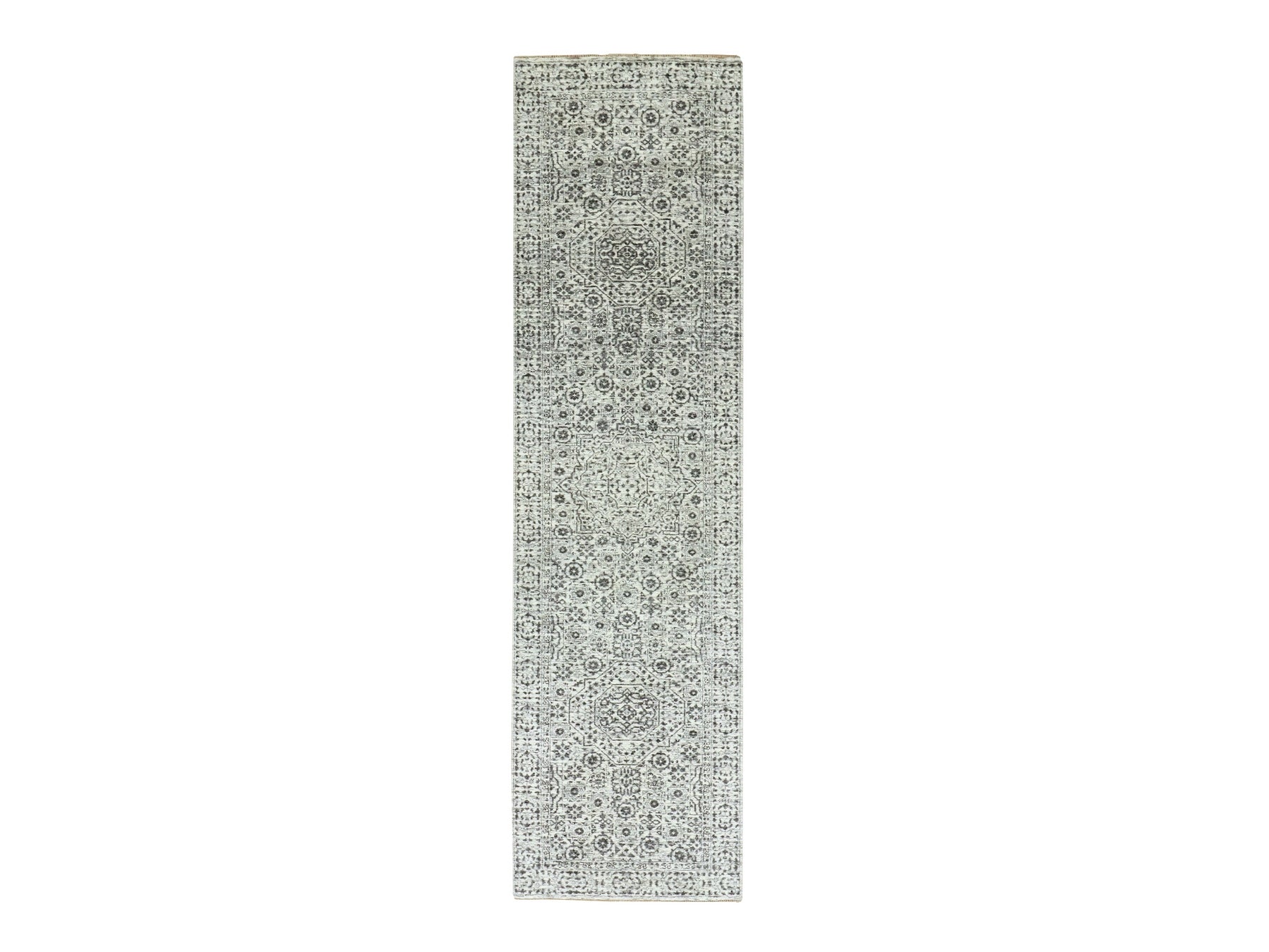 Ivory 2'8" x 10'0" Traditional Hand knotted Wool Rug - Sku: O079685