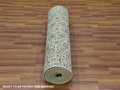 Ivory 2'8" x 10'0" Mamluk Hand knotted Wool Rug - Sku: O079685