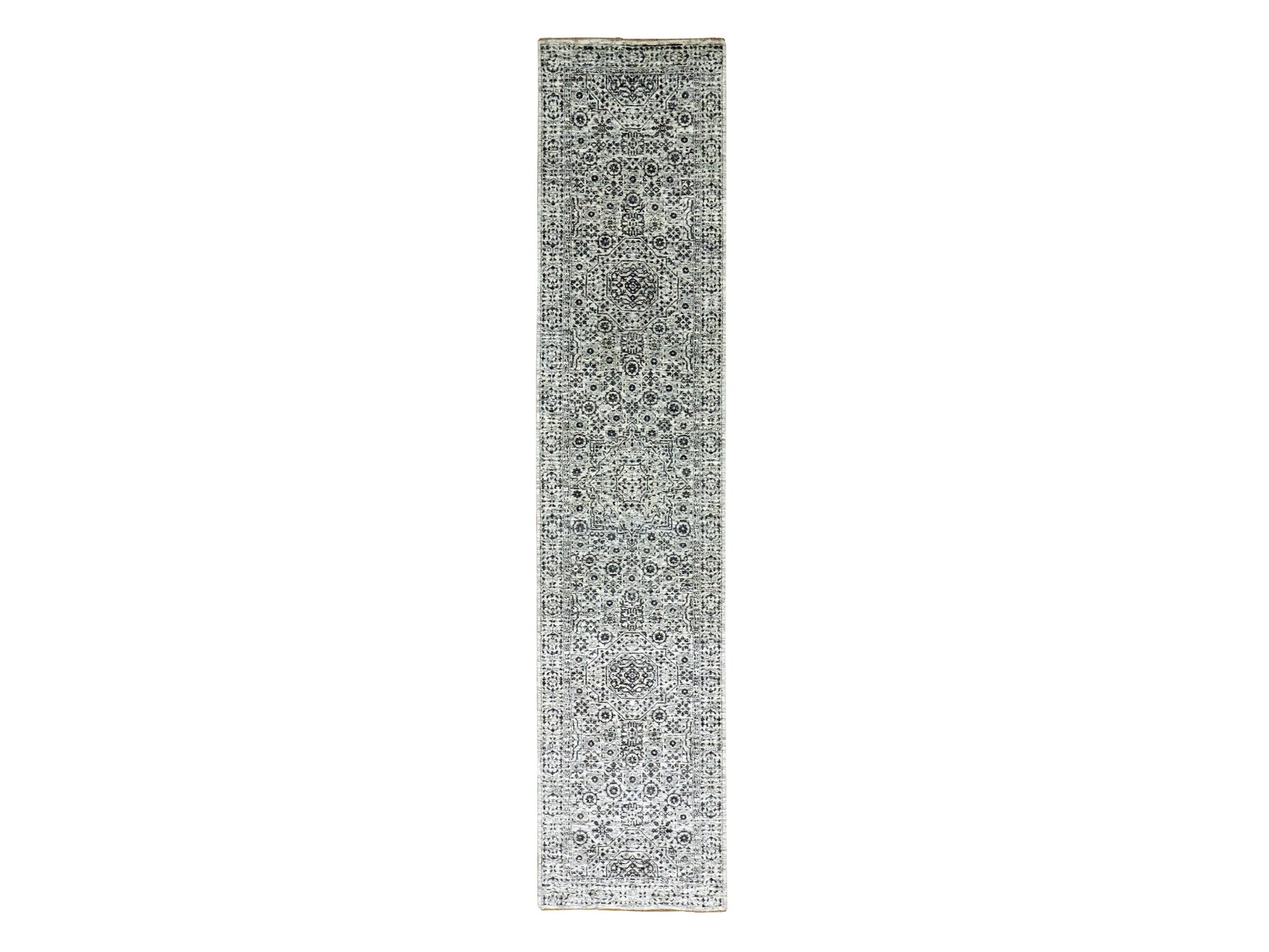 Mamluk Traditional hand-knotted wool runner in Ivory, 2'7" x 12'0", SKU O079687