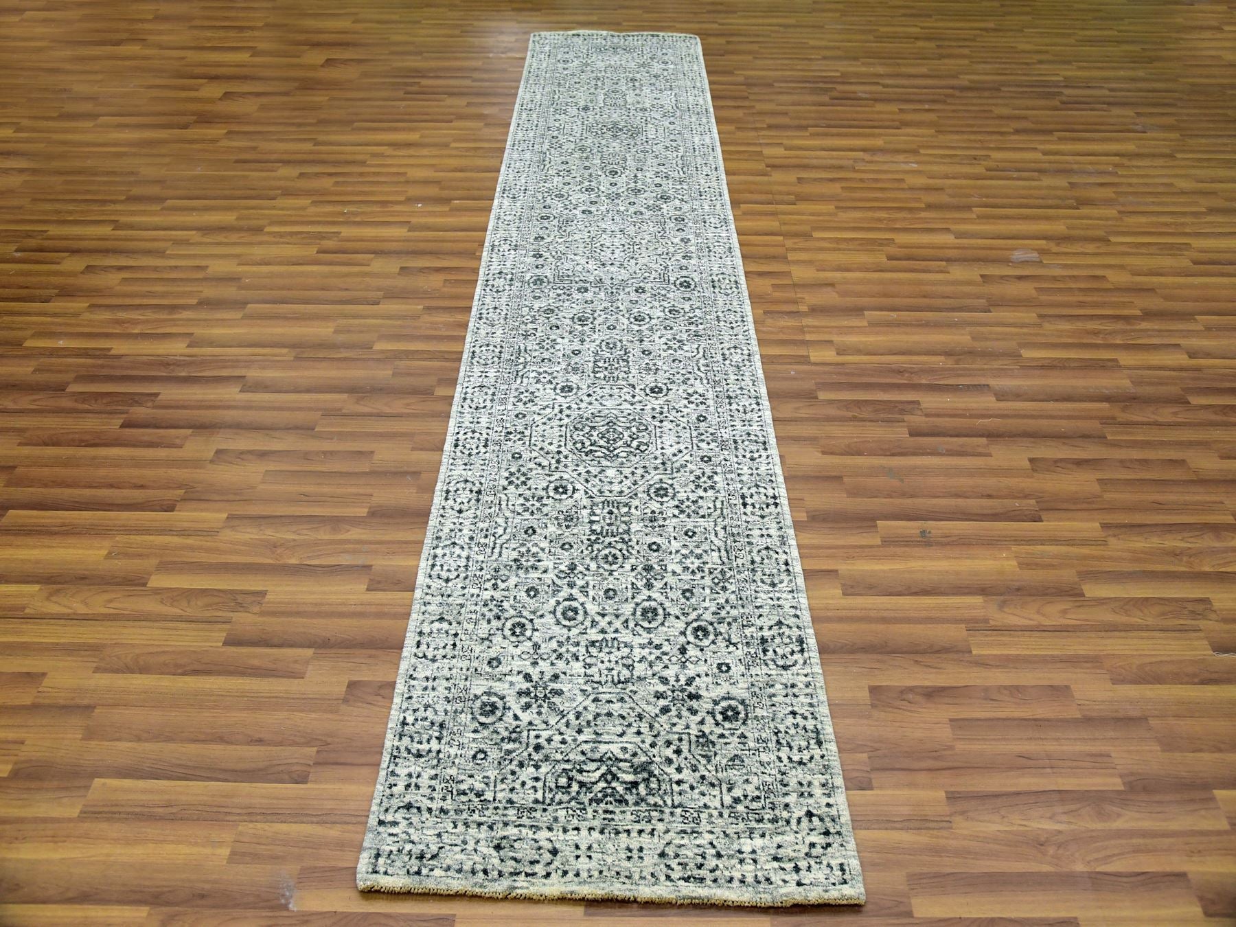 Mamluk Traditional hand-knotted wool runner in Ivory, 2'7" x 12'0", SKU O079687