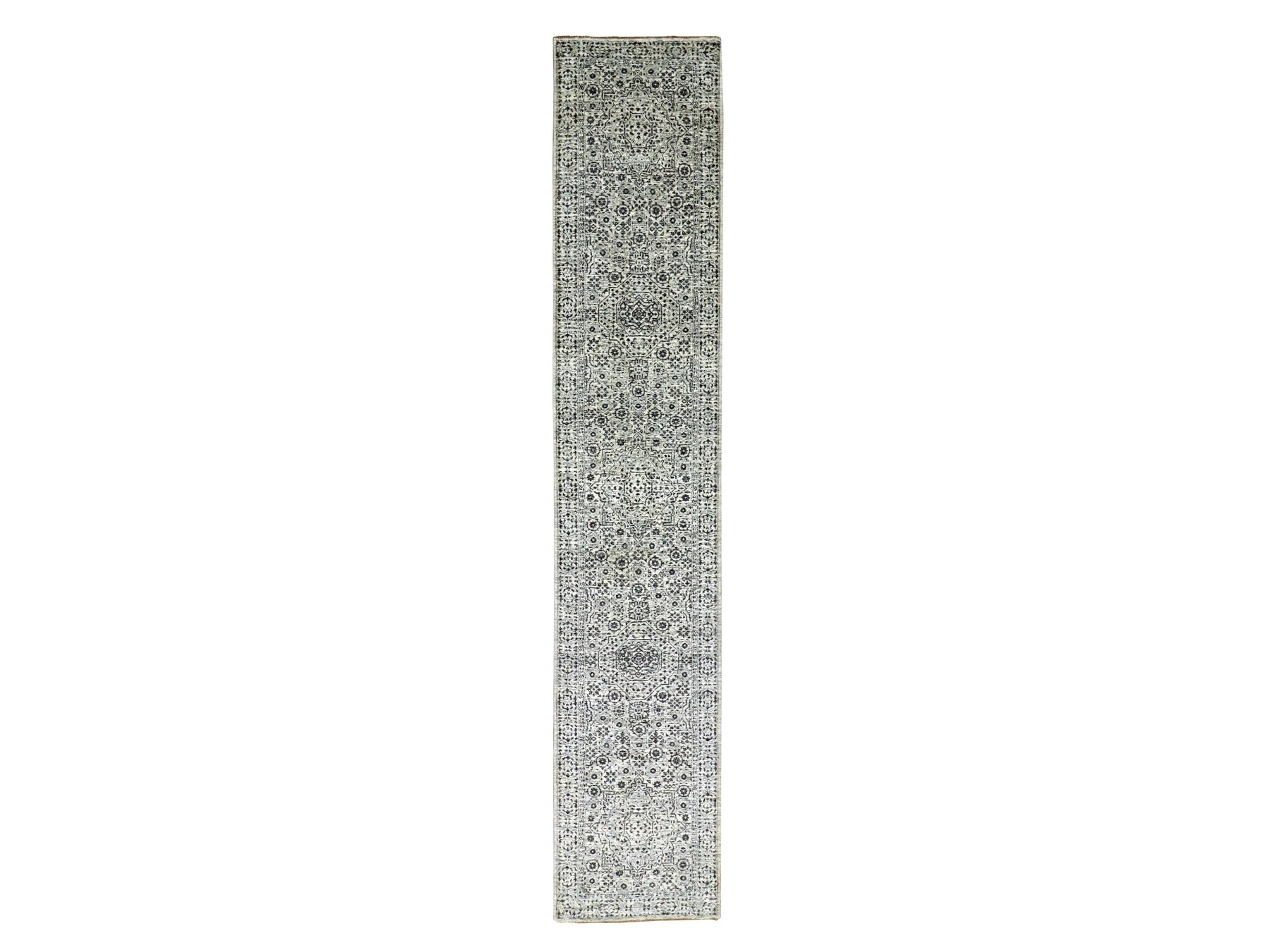 Ivory 2'7" x 14'1" Traditional Hand knotted Wool Rug - Sku: O079688
