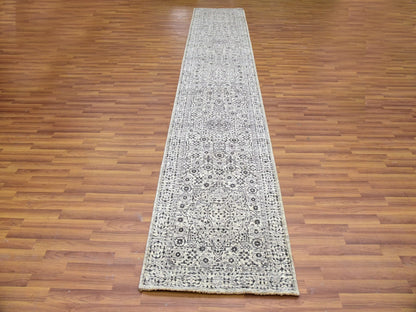 Ivory 2'7" x 14'1" Mamluk Hand knotted Wool Rug - Sku: O079688