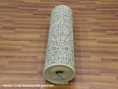 Ivory 2'7" x 14'1" Mamluk Hand knotted Wool Rug - Sku: O079688