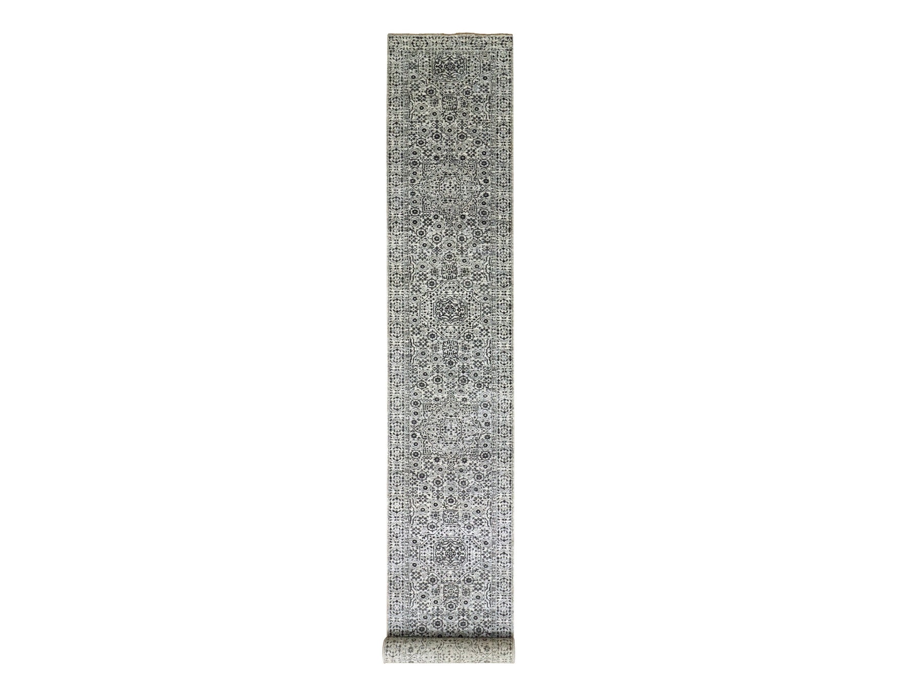 Mamluk Traditional hand-knotted wool runner in Ivory, 2'10" x 18'0", SKU O079689