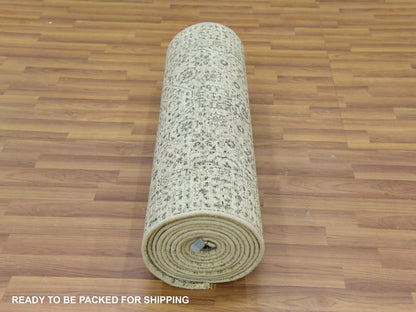 Ivory 2'10" x 18'0" Mamluk Hand knotted Wool Rug - Sku: O079689