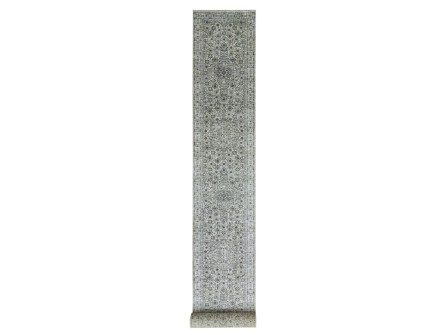 Mamluk Traditional hand-knotted wool runner in Ivory, 2'10" x 21'10", SKU O079690