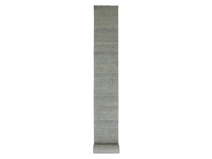 Modern / Contemporary hand-knotted wool runner in Gray, 2'5" x 27'11" — SKU O079700