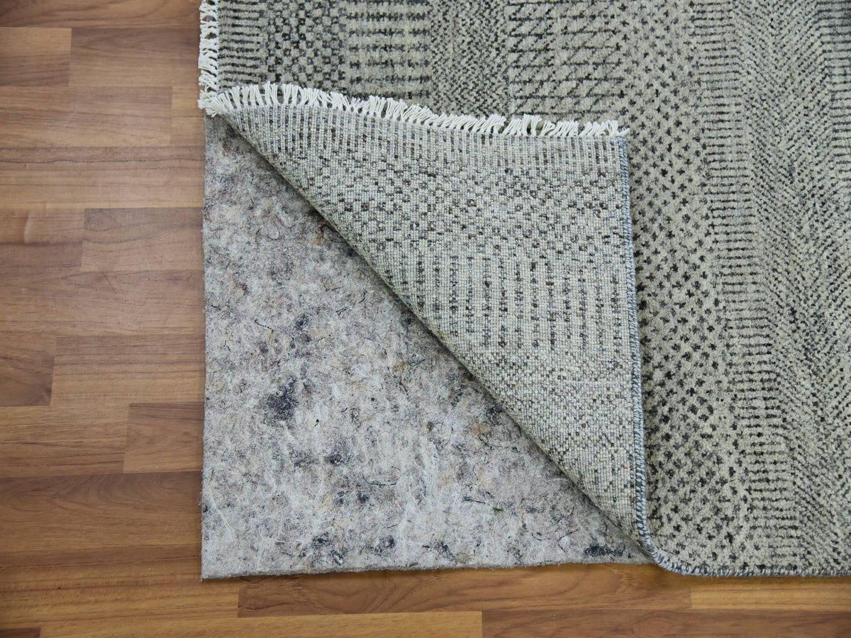 Modern / Contemporary hand-knotted wool runner in Gray, 2'5" x 27'11" — SKU O079700 (view 3)