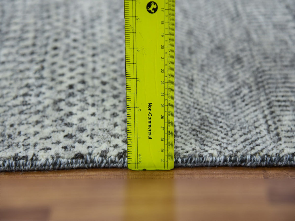 Modern / Contemporary hand-knotted wool runner in Gray, 2'5" x 27'11" — SKU O079700 (view 6)