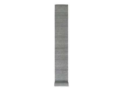 Modern / Contemporary hand-knotted wool runner in Gray, 2'7" x 26'3" — SKU O079701