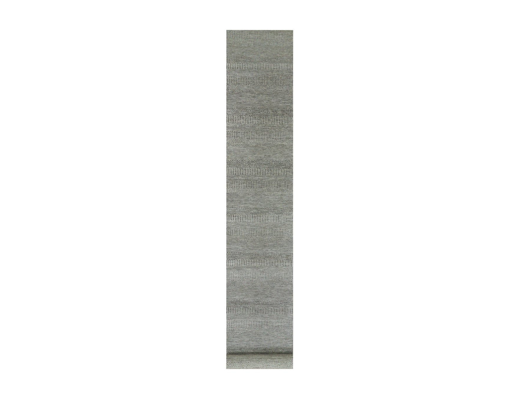 Modern / Contemporary hand-knotted wool runner in Gray, 2'8" x 19'11" — SKU O079703
