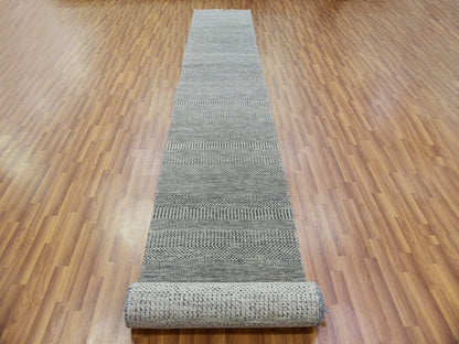 Modern / Contemporary hand-knotted wool runner in Gray, 2'8" x 19'11" — SKU O079703 (view 2)