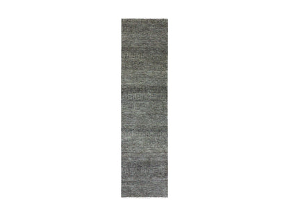 Modern / Contemporary hand-knotted wool runner in Gray, 2'6" x 9'11" — SKU O079705