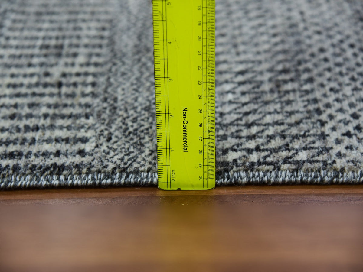 Modern / Contemporary hand-knotted wool runner in Gray, 2'6" x 9'11" — SKU O079706 (view 6)