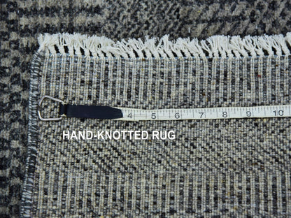 Modern / Contemporary hand-knotted wool runner in Gray, 2'6" x 9'11" — SKU O079706 (view 7)