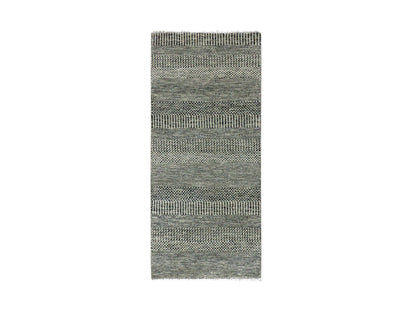 Modern / Contemporary hand-knotted wool runner in Gray, 2'6" x 5'10" — SKU O079707