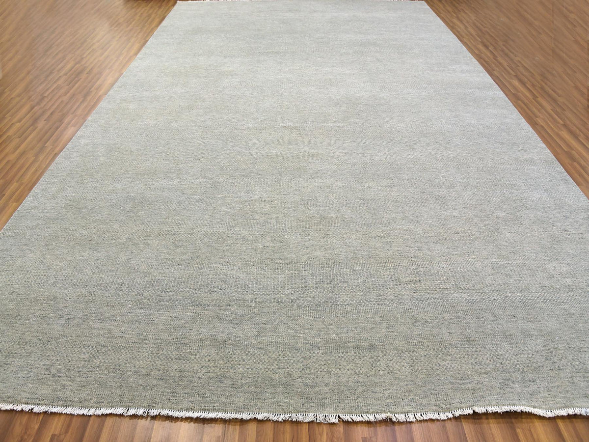 Modern / Contemporary hand-knotted wool rug in Gray, 11'10" x 18' — SKU O079712 (view 2)