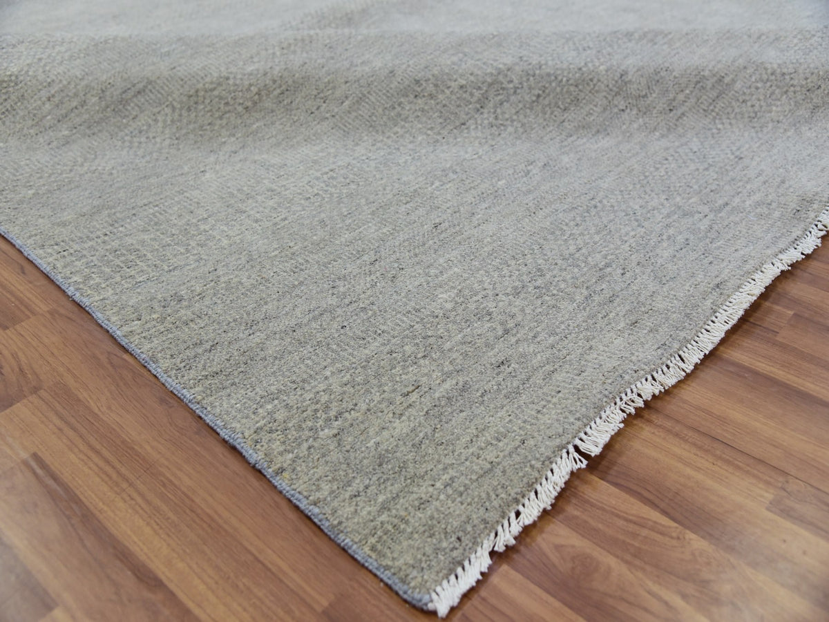 Modern / Contemporary hand-knotted wool rug in Gray, 11'10" x 18' — SKU O079712 (view 6)
