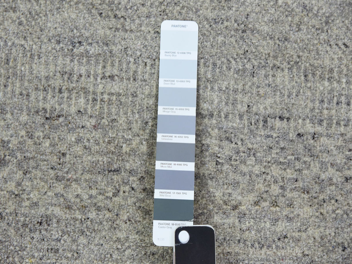 Modern / Contemporary hand-knotted wool rug in Gray, 11'10" x 18' — SKU O079712 (view 7)
