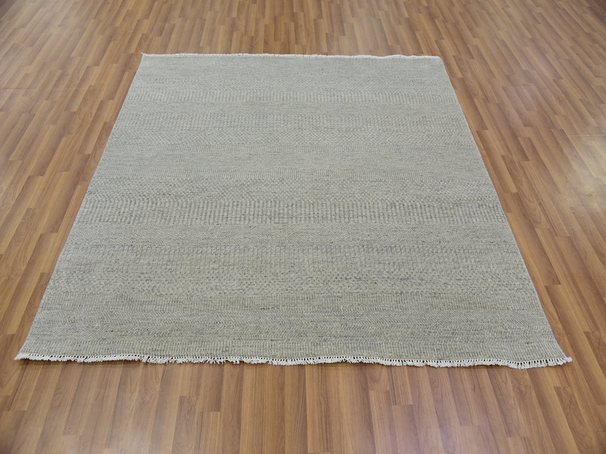 Modern / Contemporary hand-knotted wool rug in Gray, 5'11" x 6' — SKU O079715 (view 2)