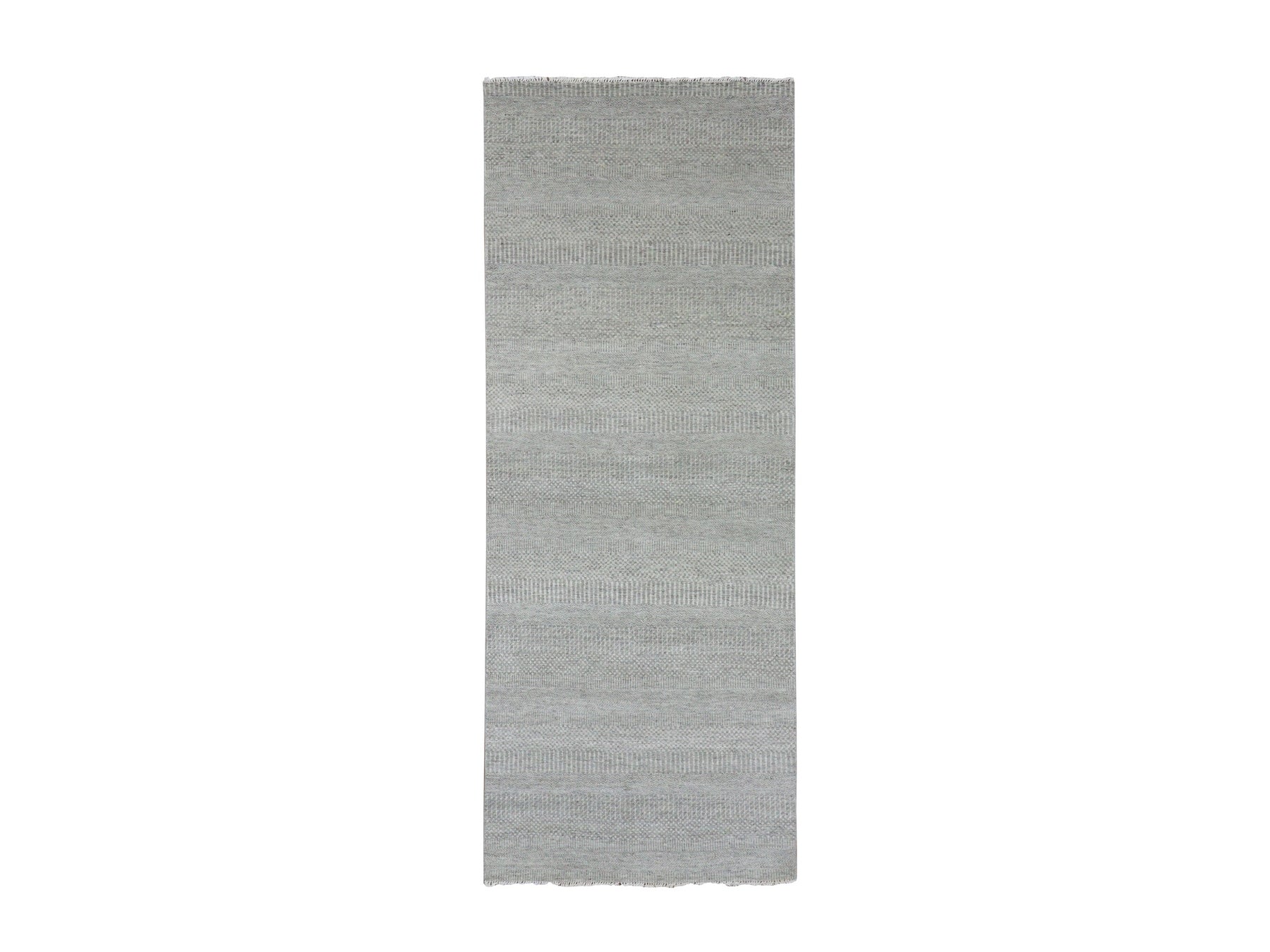 Gray 4'0" x 10'6" Modern / Contemporary Hand knotted Wool Rug - Sku: O079717