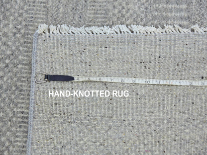 Modern / Contemporary hand-knotted wool runner in Gray, 4' x 10'6" — SKU O079717 (view 7)