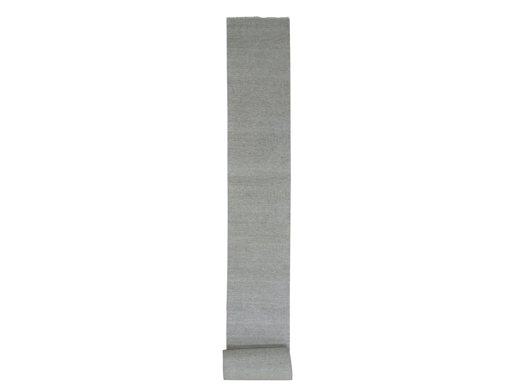 Modern / Contemporary hand-knotted wool runner in Gray, 2'7" x 32'1" — SKU O079718