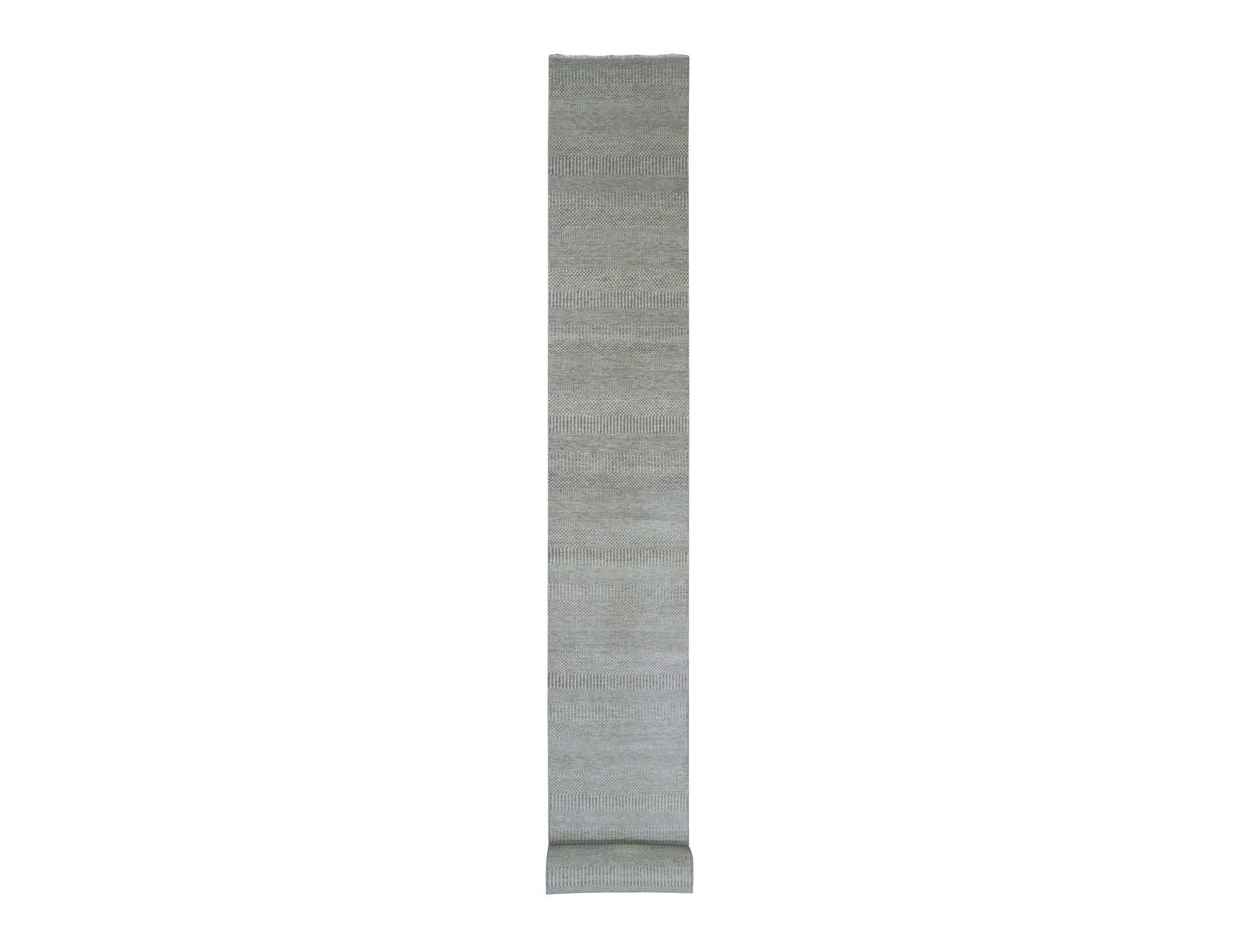 Modern / Contemporary hand-knotted wool runner in Gray, 2'6" x 21'8" — SKU O079721