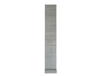 Modern / Contemporary hand-knotted wool runner in Gray, 2'6" x 21'8" — SKU O079721