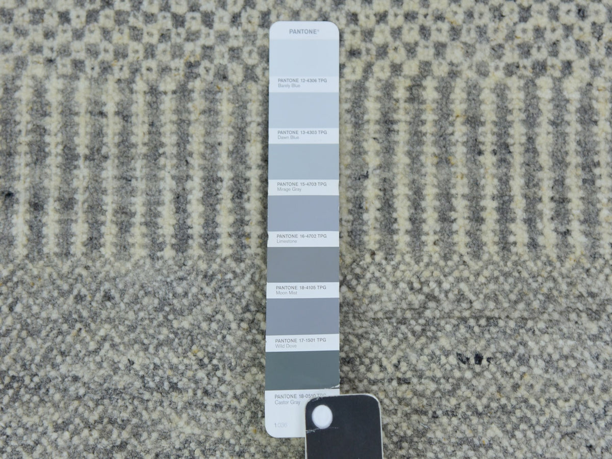 Modern / Contemporary hand-knotted wool runner in Gray, 2'6" x 21'8" — SKU O079721 (view 4)