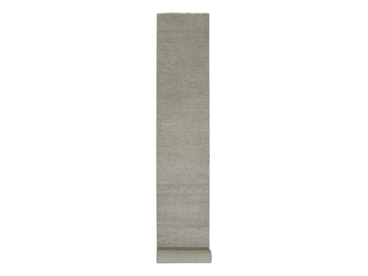 Modern / Contemporary hand-knotted wool runner in Gray, 2'5" x 18'6" — SKU O079723