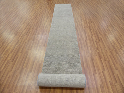Modern / Contemporary hand-knotted wool runner in Gray, 2'5" x 18'6" — SKU O079723 (view 2)