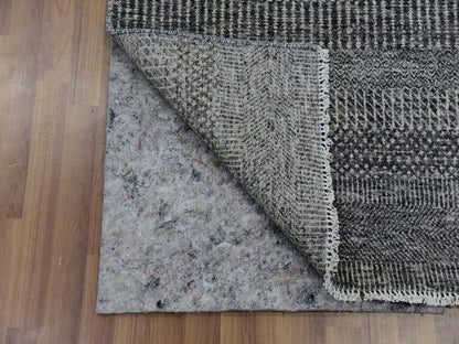 Grey 2'7" x 11'8" Modern / Contemporary Hand knotted Wool Rug - Sku: O079735