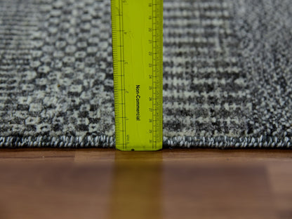 Grey 2'7" x 11'8" Modern / Contemporary Hand knotted Wool Rug - Sku: O079735