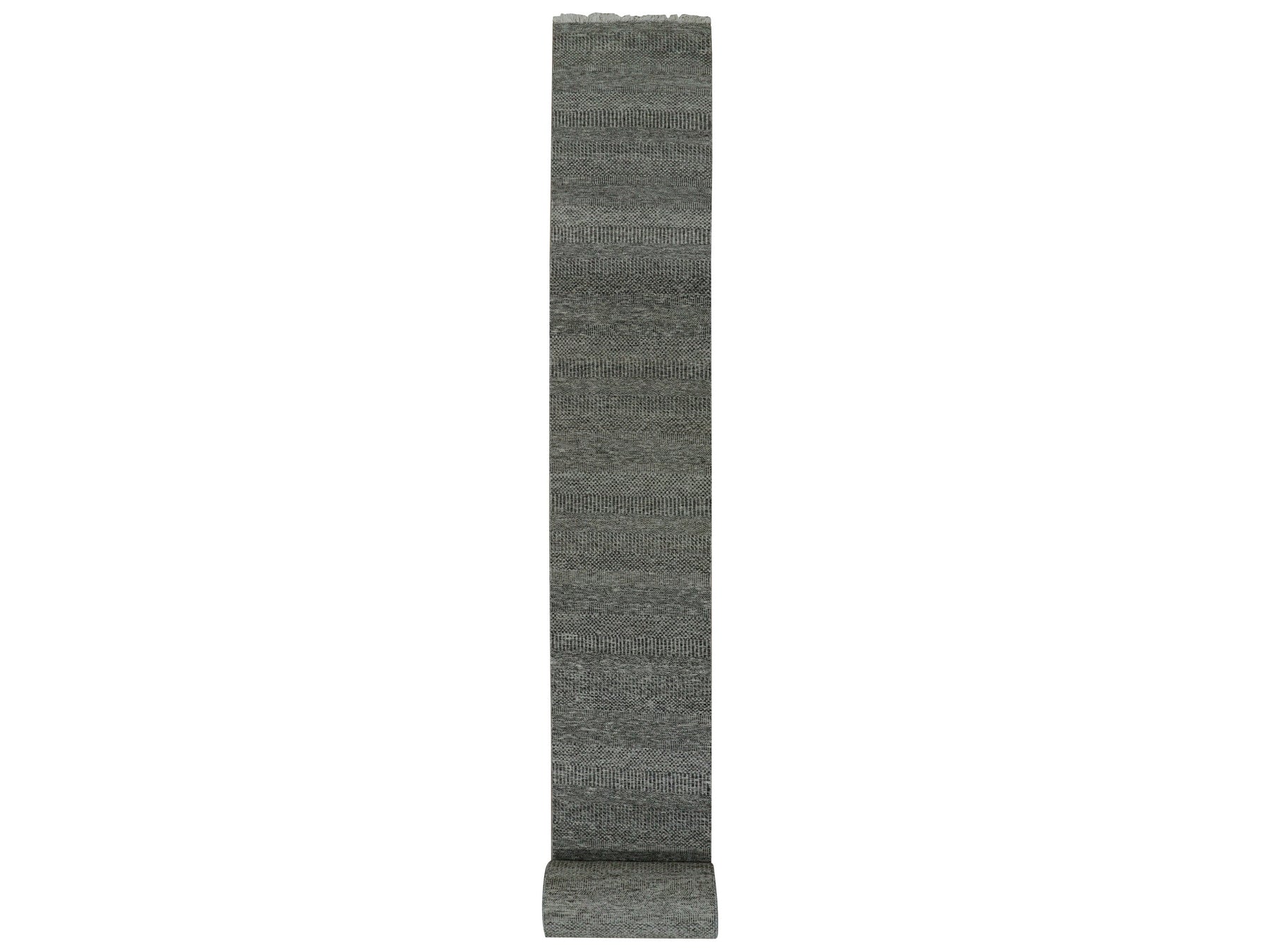 Modern / Contemporary hand-knotted wool runner in Gray, 2'5" x 32'3" — SKU O079736
