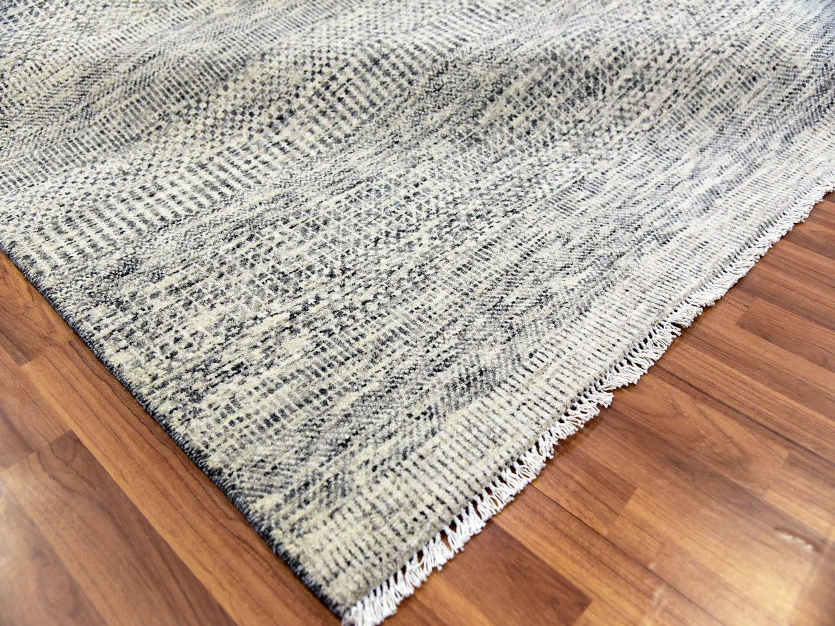 Modern / Contemporary hand-knotted wool rug in Gray, 12'2" x 15'4" — SKU O079737 (view 6)