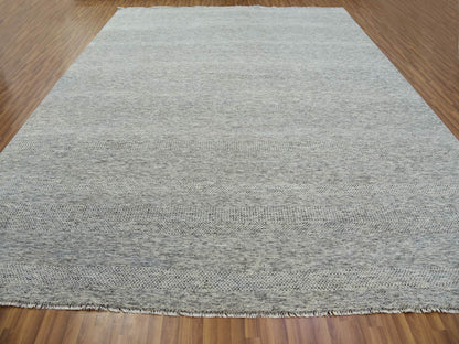 Grey 12'2" x 15'4" Modern / Contemporary Hand knotted Wool Rug - Sku: O079738