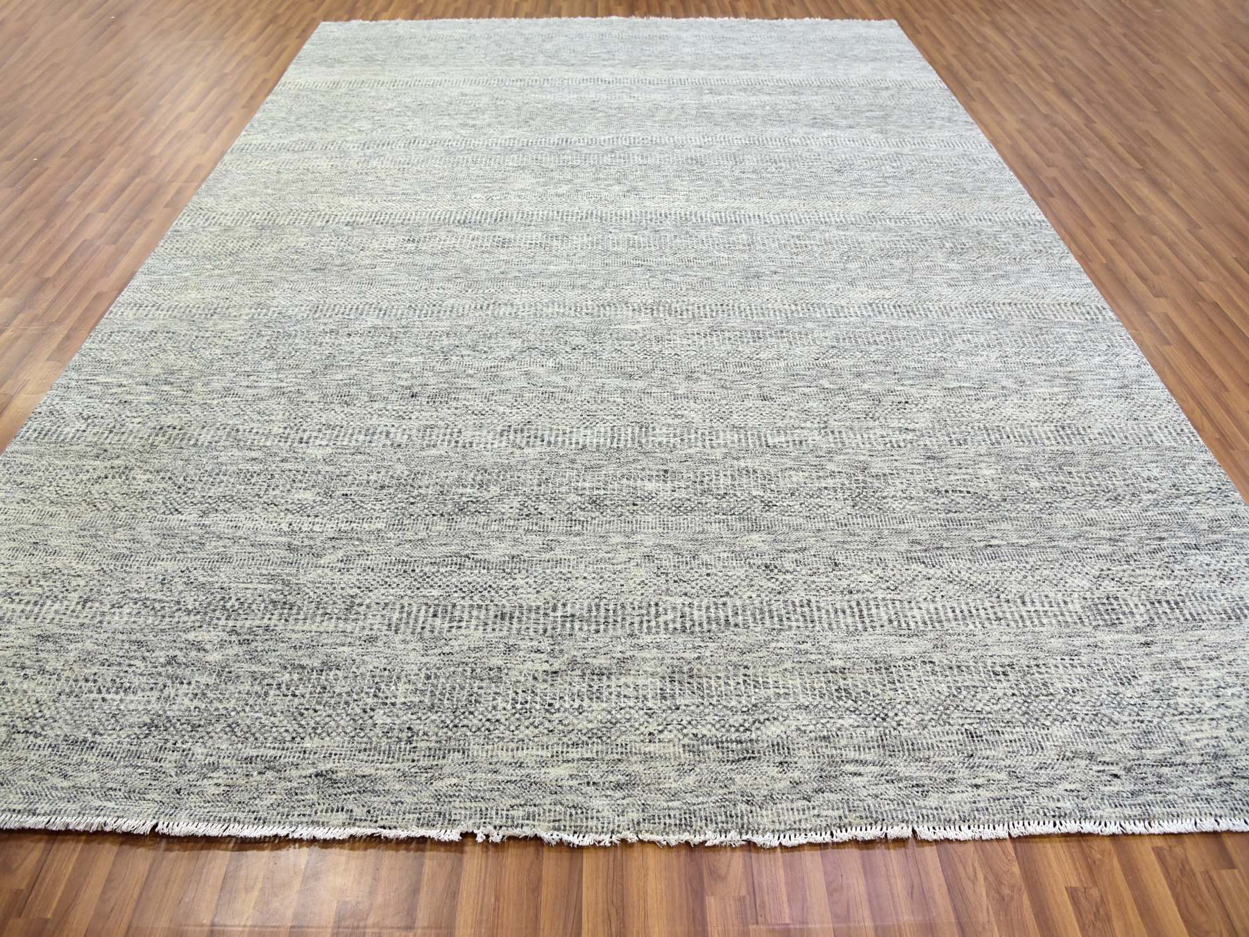 Modern / Contemporary hand-knotted wool rug in Gray, 10' x 13'10" — SKU O079739 (view 2)