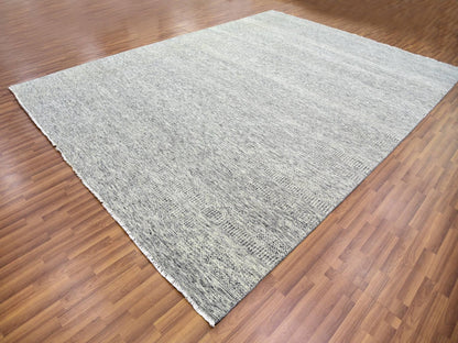 Grey 10'0" x 13'10" Modern / Contemporary Hand knotted Wool Rug - Sku: O079739