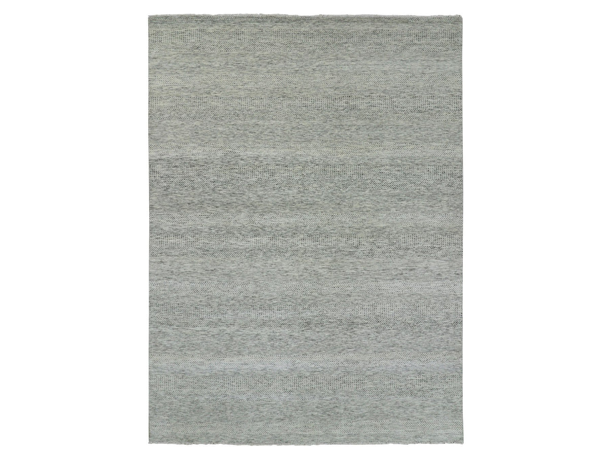 Modern / Contemporary hand-knotted wool rug in Gray, 9' x 12'4" — SKU O079741