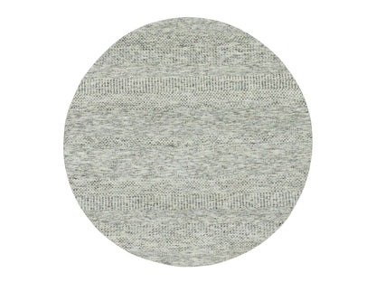 Grey 4'10" x 4'10" Modern / Contemporary Hand knotted Wool Rug - Sku: O079746