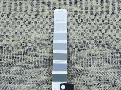 Grey 4'10" x 4'10" Modern / Contemporary Hand knotted Wool Rug - Sku: O079746