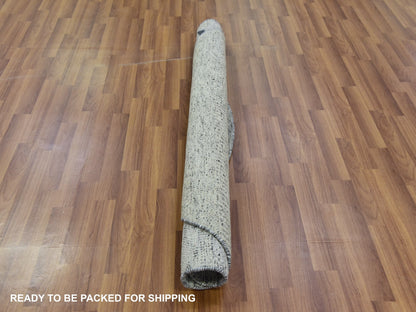 Grey 4'10" x 4'10" Modern / Contemporary Hand knotted Wool Rug - Sku: O079746